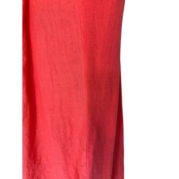 Inizio Pink Short‎ Sleeve V-Neck Lagenlook Coastal Ribbed Linen Dress Small - Picture 4 of 11